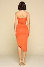 Load image into Gallery viewer, orange slip dress asymetrical hem
